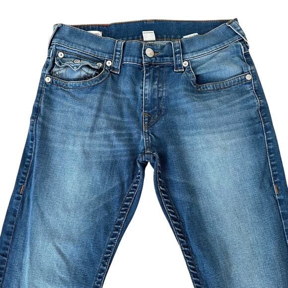 True Religion Men Rocco Relaxed Skinny 5 Pocket Design Blue Jeans Size 31 - Picture 3 of 7